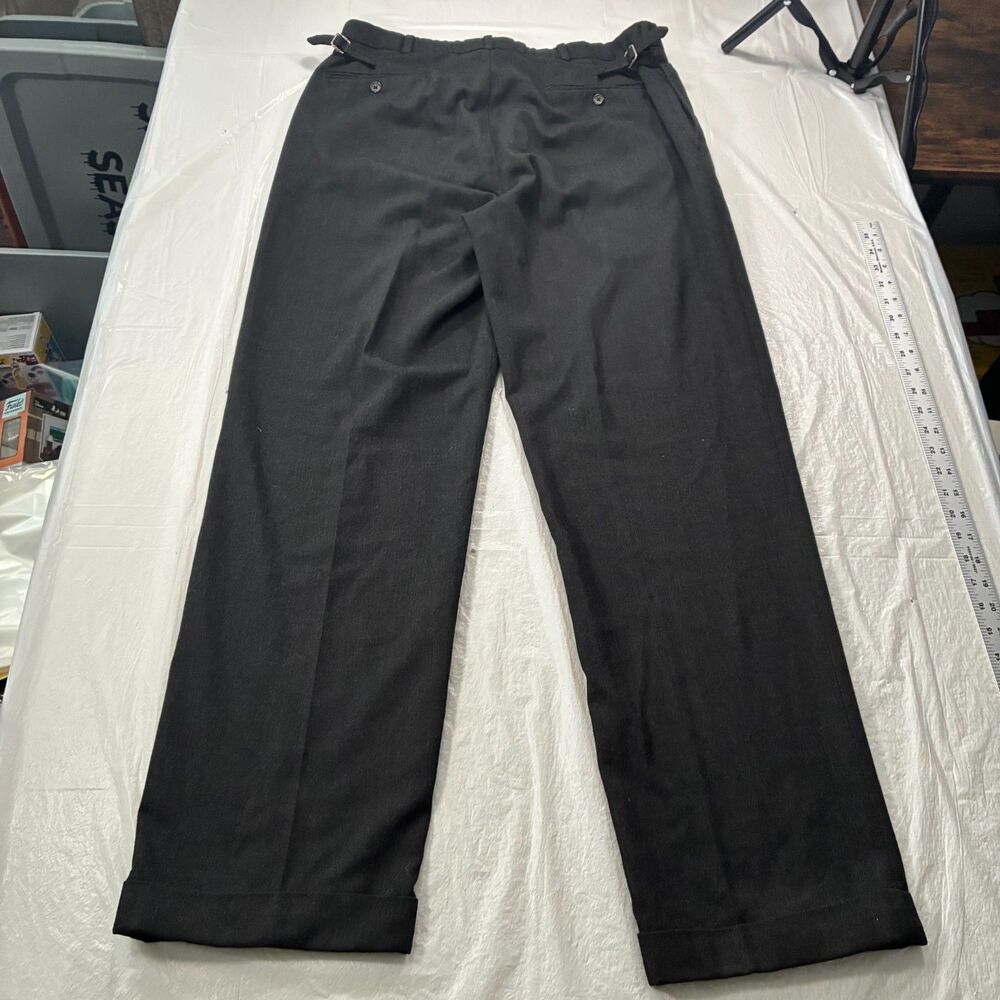 VTG Polo Ralph Lauren Gray Trouser Viscose Elastane Cinch Buckles 34x34 (34x32)